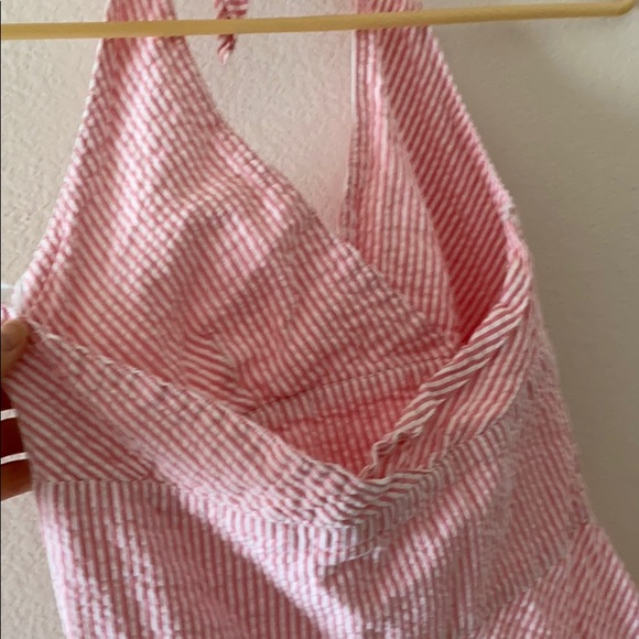 Pink Striped Halter Fit and Flare Dress - Picture 4 of 5